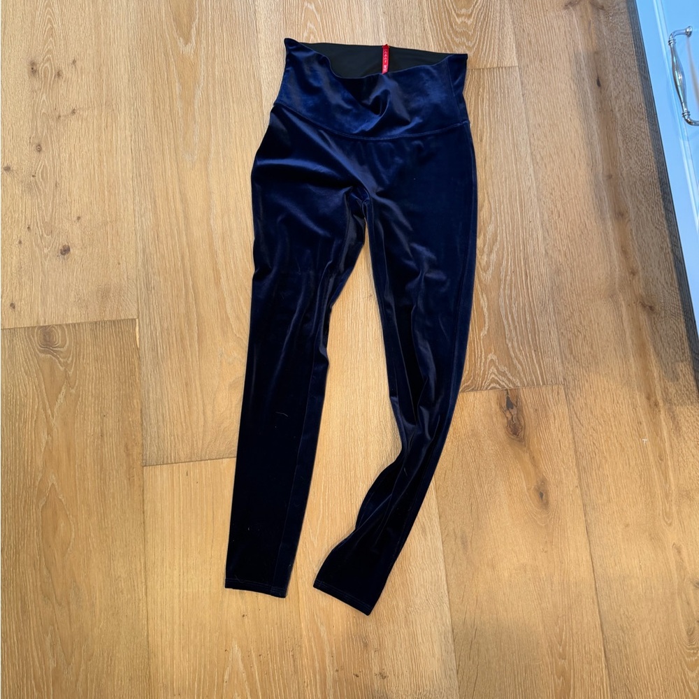SPANX Navy Velvet Leggings